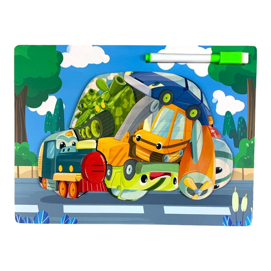 Vehicles Puzzle with Whiteboard || بازل مع سبورة بيضاء المركبات
