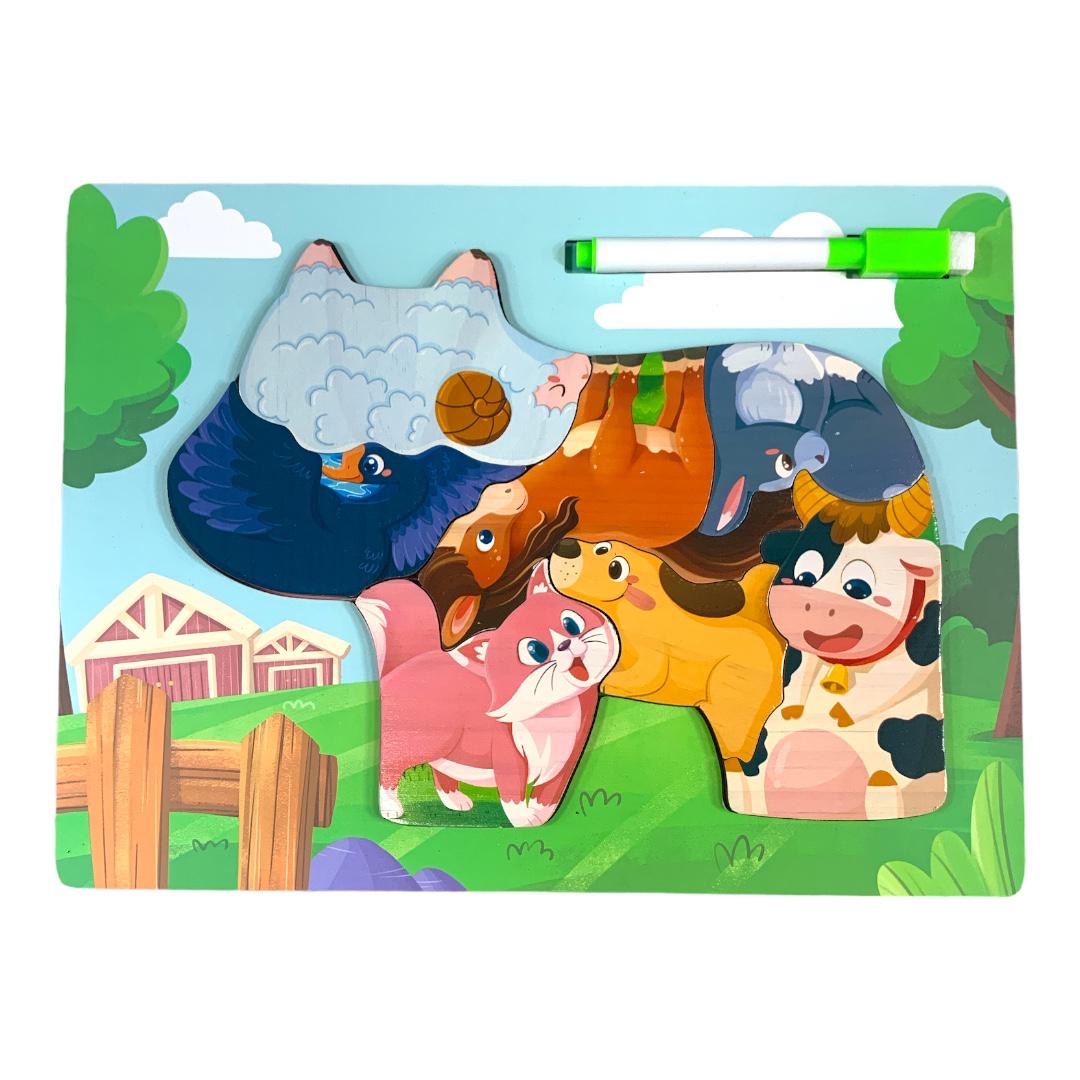 Cow Puzzle with Whiteboard || بازل مع سبورة بيضاء حيوانات شكل بقرة