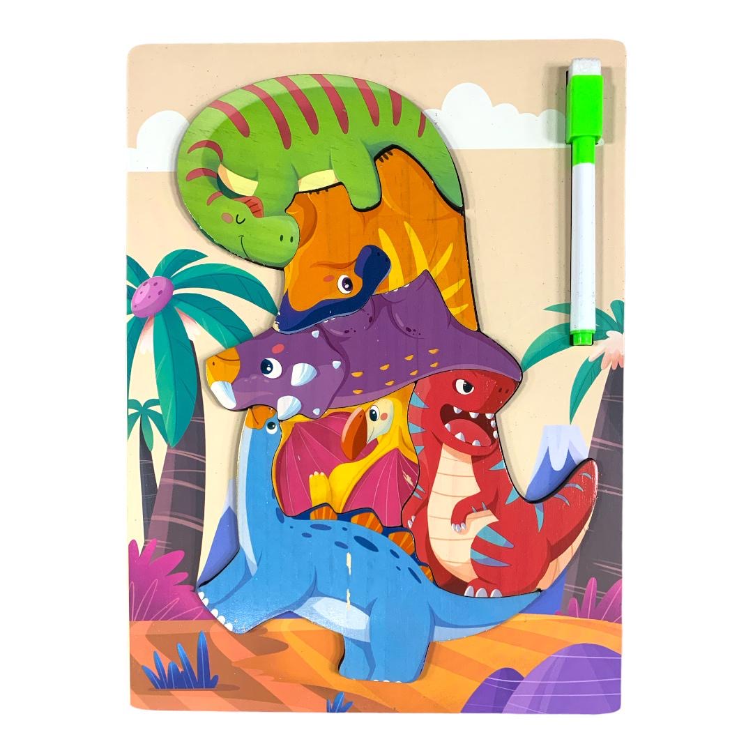 Dinosaurs Puzzle with Whiteboard || بازل مع سبورة بيضاء ديناصورات