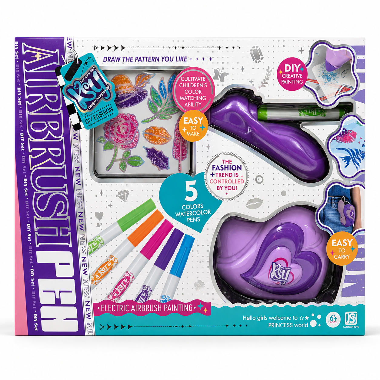 Airbrush 5 Watercolor Set || الوان نفخ بطاريه 5 الوان  مع أدوات