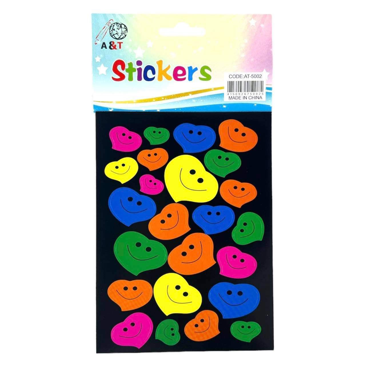 A&T Stickers Hearts Smiley Black Background || ستيكرز قلوب سمايلي اطلس خلفية سوداء