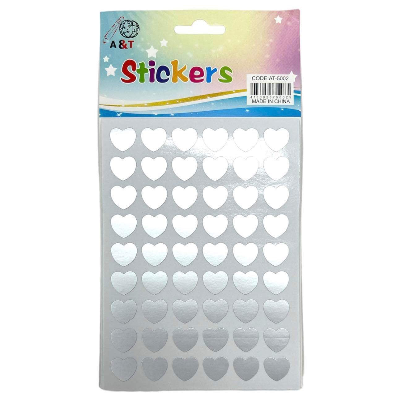 A&T Stickers Silver Hearts || ستيكرز اطلس قلوب فضي