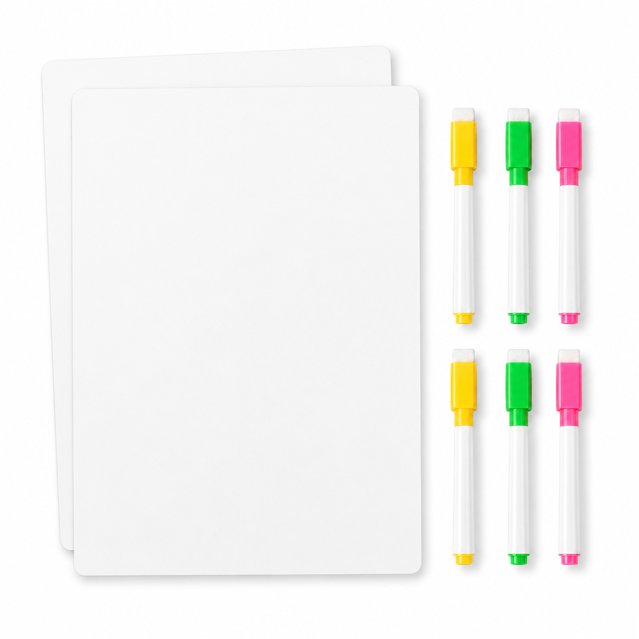 A&T Write and Erase Sticky White Board Package 6 Boards 2 Markers || مجموعة سبورة لاصقة اي اند تي 6 صبورة 2 قلم 