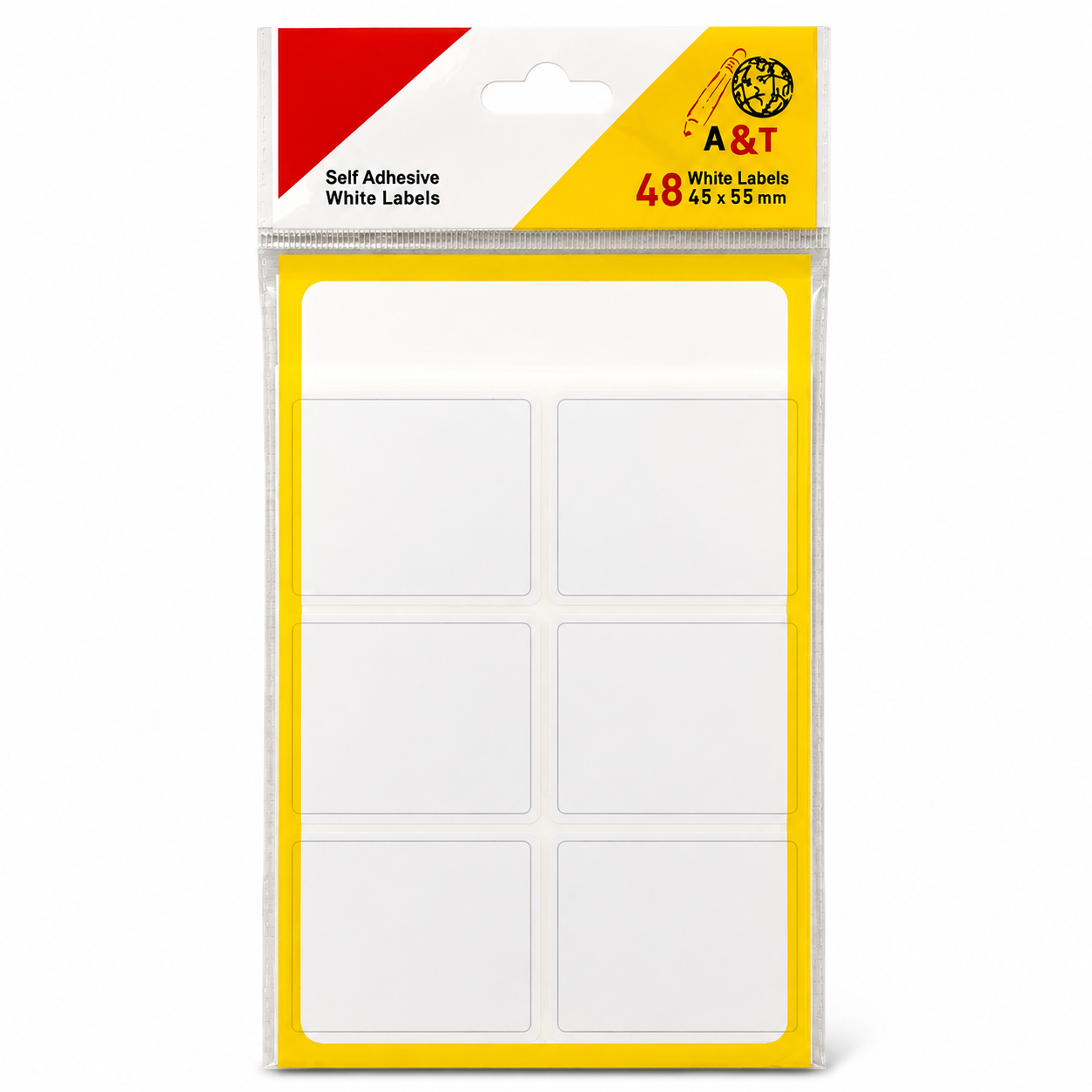 A&T White Labels 48 Stickers || طوابع اي اند تي لون ابيض ٤٨ طابع
