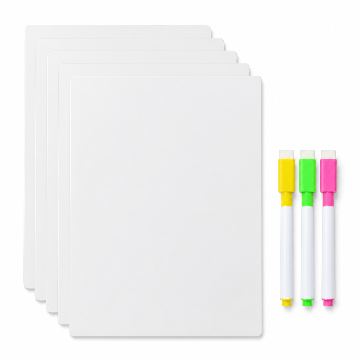 A&T Write and Erase Sticky White Board Package 6 Boards 3 Markers || مجموعة سبورة لاصقة اي اند تي ٦ صبورة ٣ قلم
