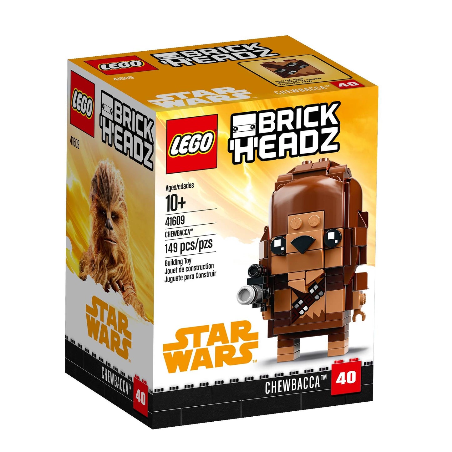 LEGO BrickHeadz Chewbacca packaging on a white background