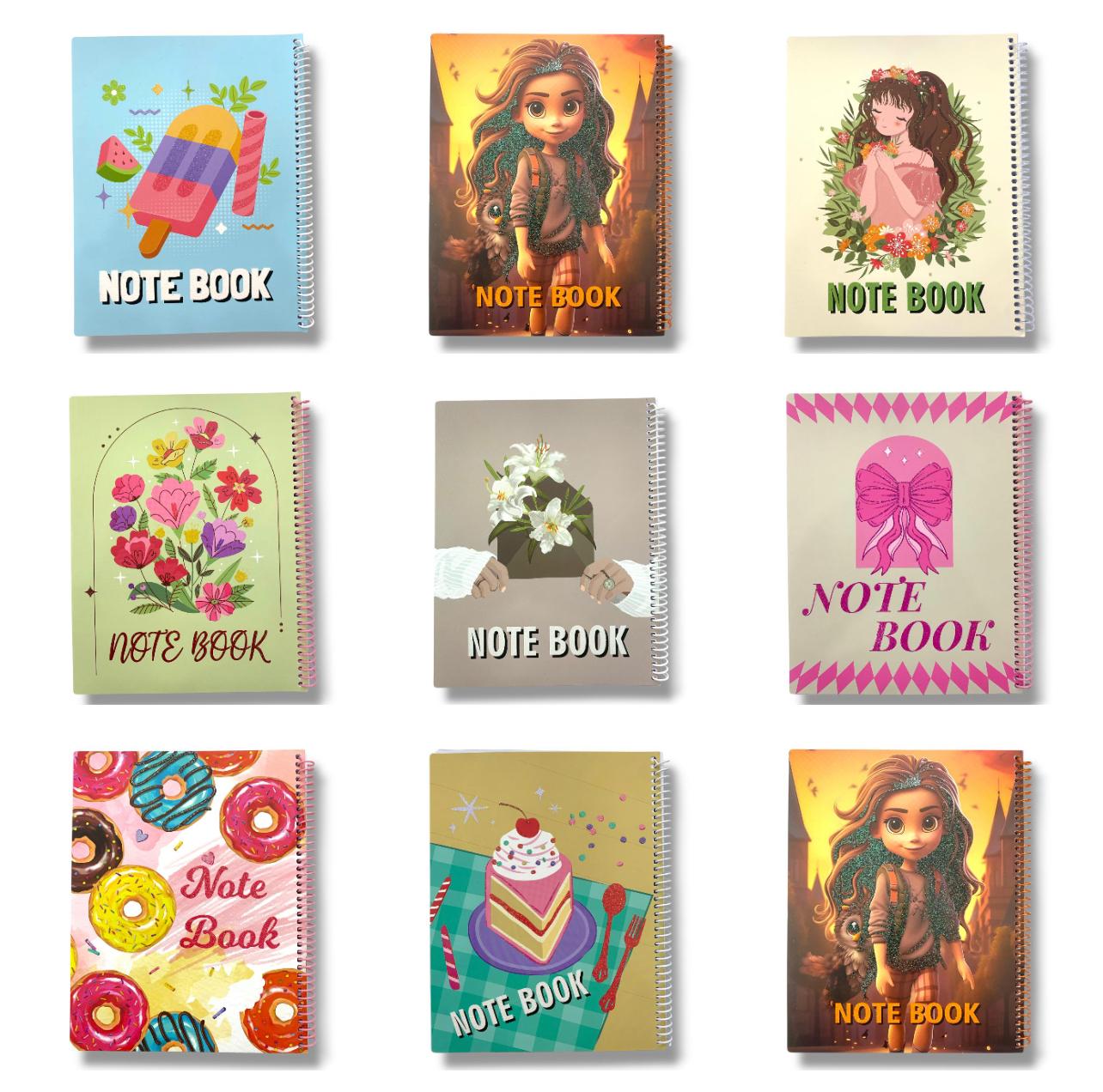 A&T Girls Notebook Package 3 Assorted Models 8*10 80 pages English 2 Lines || مجموعة دفاتر اطفال بناتي حجم 8*10 عدد 80 ورقة انجليزي 2 سطر