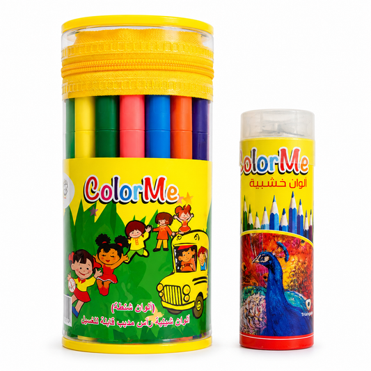 A&T packages 24 Colored Markers + 24 colored short pencils || مجموعة قرطاسية اطلس 24 لون شيني و 24 لون خشبي قصير