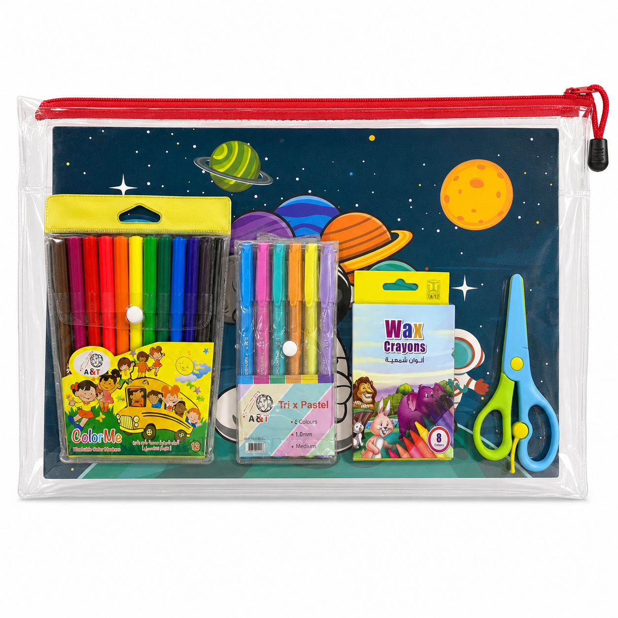 5-piece stationery set + B4 transparent file #3 || مجموعة قرطاسية 5 قطع + ملف شفاف بي فور #3