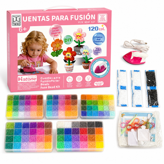 Fuse Beads Kits 3D Style with Iron 120 colors || مجموعة الخرز مع الاوتي ثري دي 120 لون 