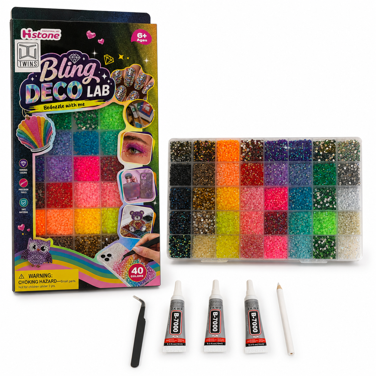 Bedazzled Crystals 40 Colors with Glue Set || مجموعة بيدازلد كريستال 40 لون مع صمغ