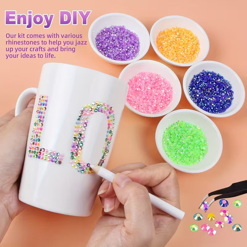Bedazzled Crystals 32 Colors with Glue Set || مجموعة بيدازلد كريستال 32 لون مع صمغ
