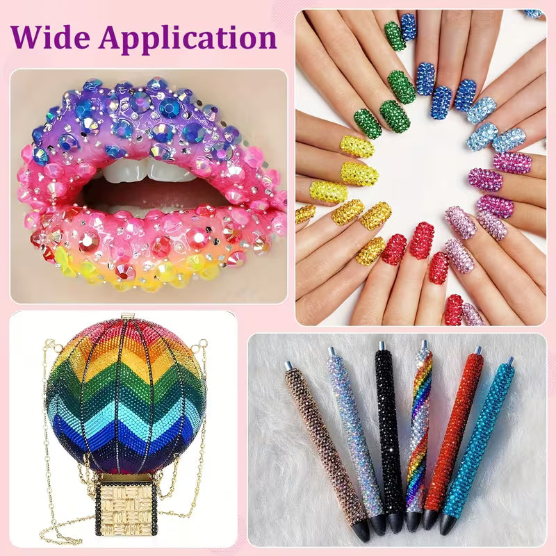Bedazzled Crystals 32 Colors with Glue Set || مجموعة بيدازلد كريستال 32 لون مع صمغ