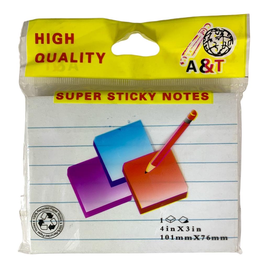 A&T White Lined Super Sticky Notes || ورق ملاحظات اي اند تي لون ابيض