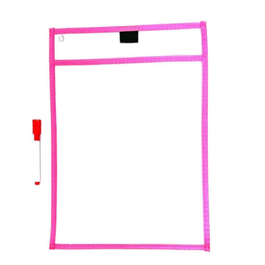 A&T Pocket Dry Erase File Sleeve Assorted Colors || جيوب ملف شفاف ملونة الوان متنوعة بفنحة من الاعلى اي اند تي