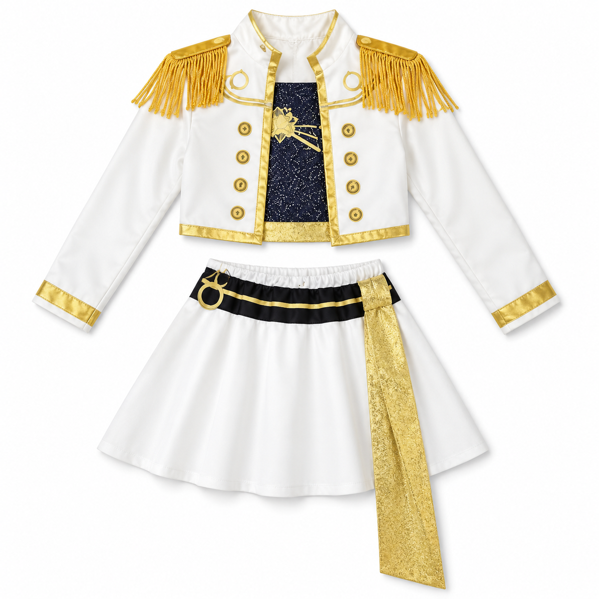 White and Gold Stage Performer Costume – Size XL (140–150 cm) || زي استعراضي بالأبيض والذهبي – مقاس XL (140–150 سم)