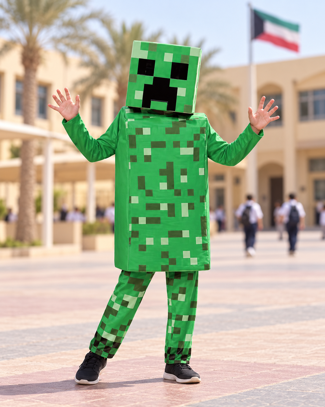 Green Pixel Creature Costume Set – Size XL (140–150 cm) || طقم زي مخلوق بكسل أخضر – مقاس XL (140–150 سم)
