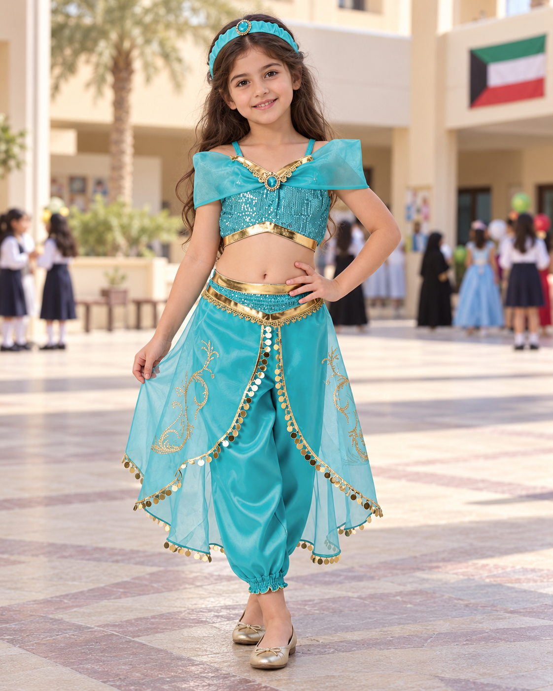 Turquoise Arabian Princess Costume Set – Size XL || طقم زي أميرة عربي تركوازي – مقاس XL