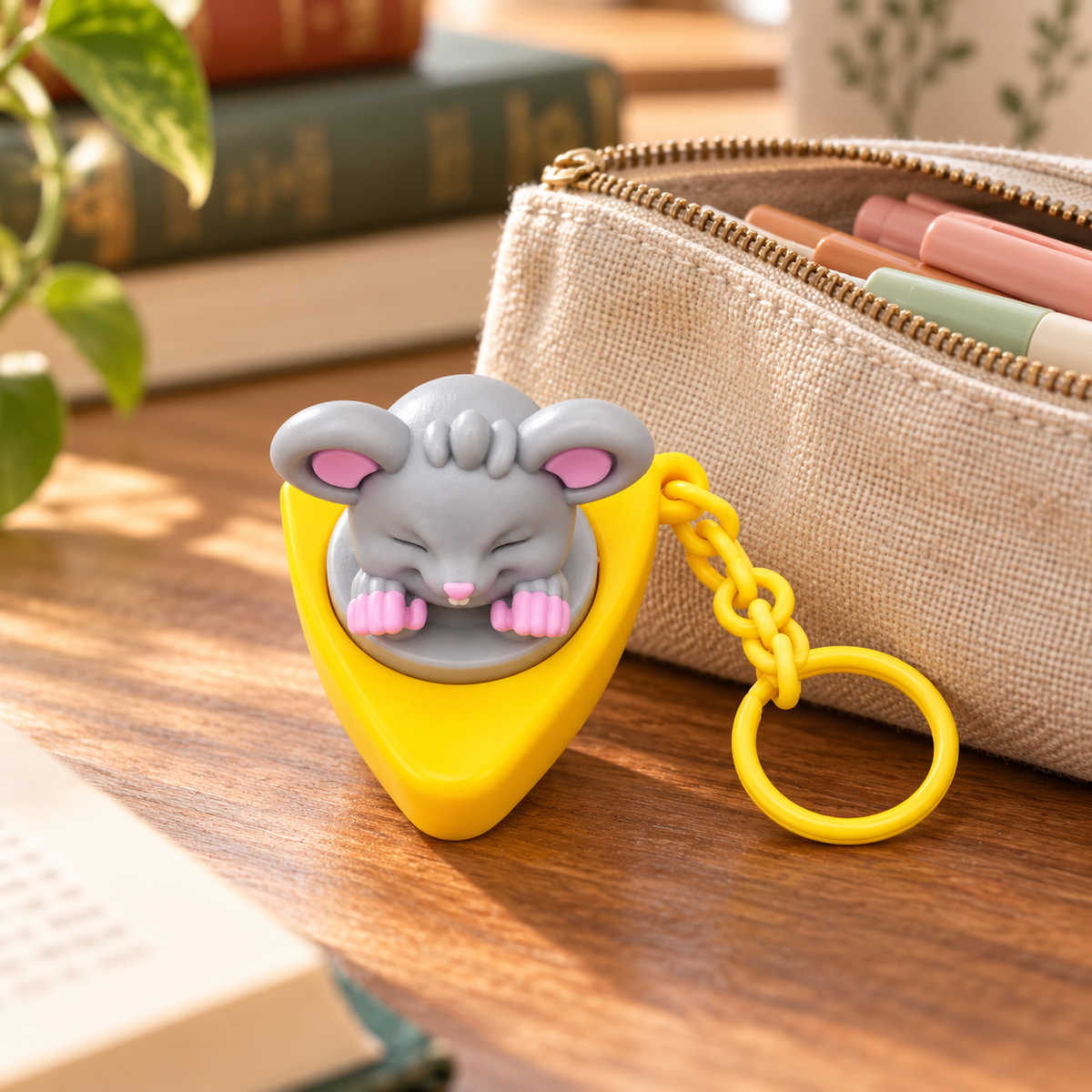 Mouse & Cheese Fidget Clicker Keychain || ميدالية فيجت كليكر فأر مع جبن
