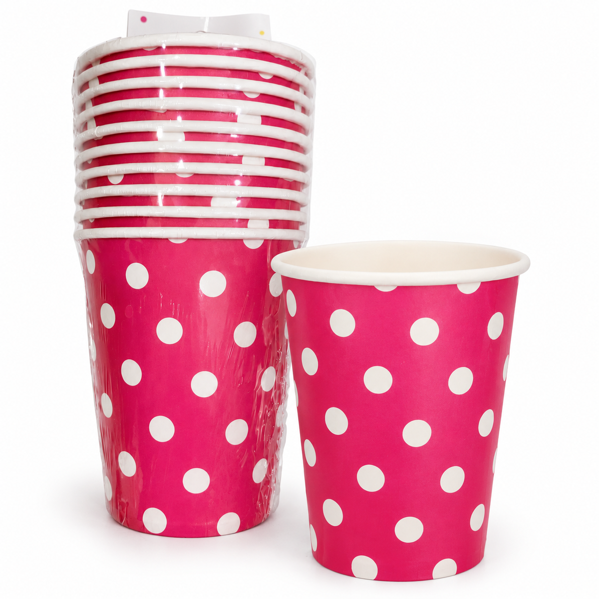 Pink Polka Dot Paper Party Cups || أكواب ورقية للحفلات وردي منقط