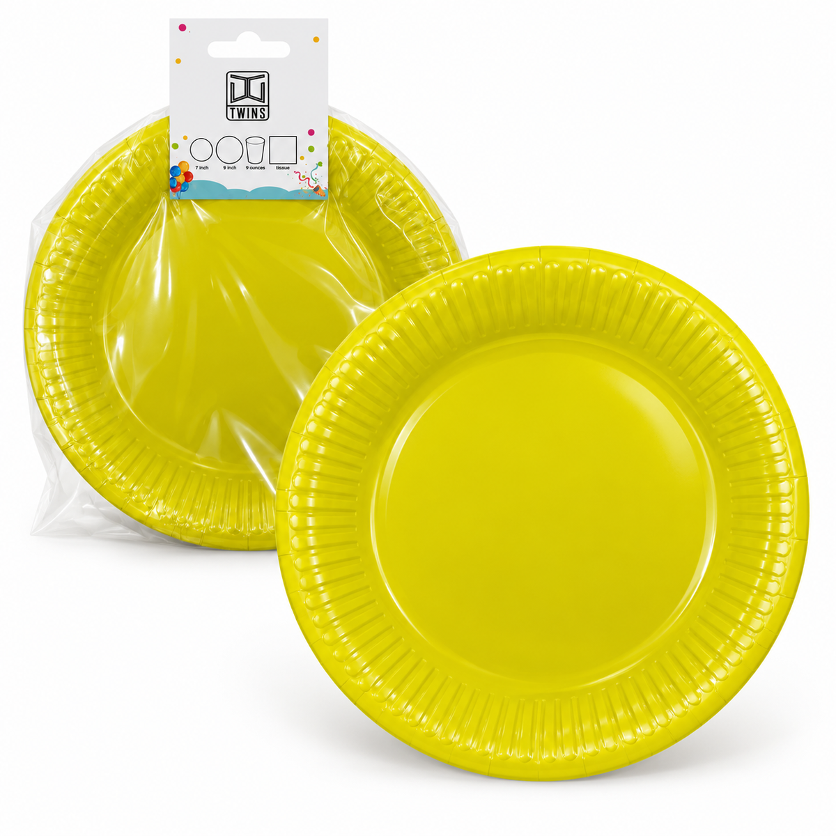 TWINS Yellow Party Plates – Large || أطباق حفلات صفراء – كبير