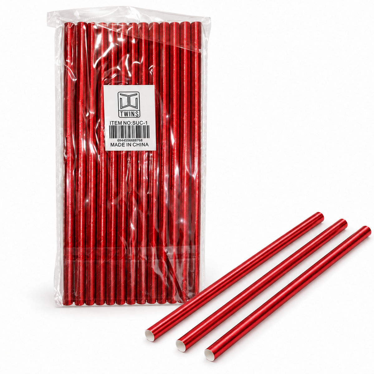 Red Metallic Paper Straws || مصاصات ورقية أحمر لامع