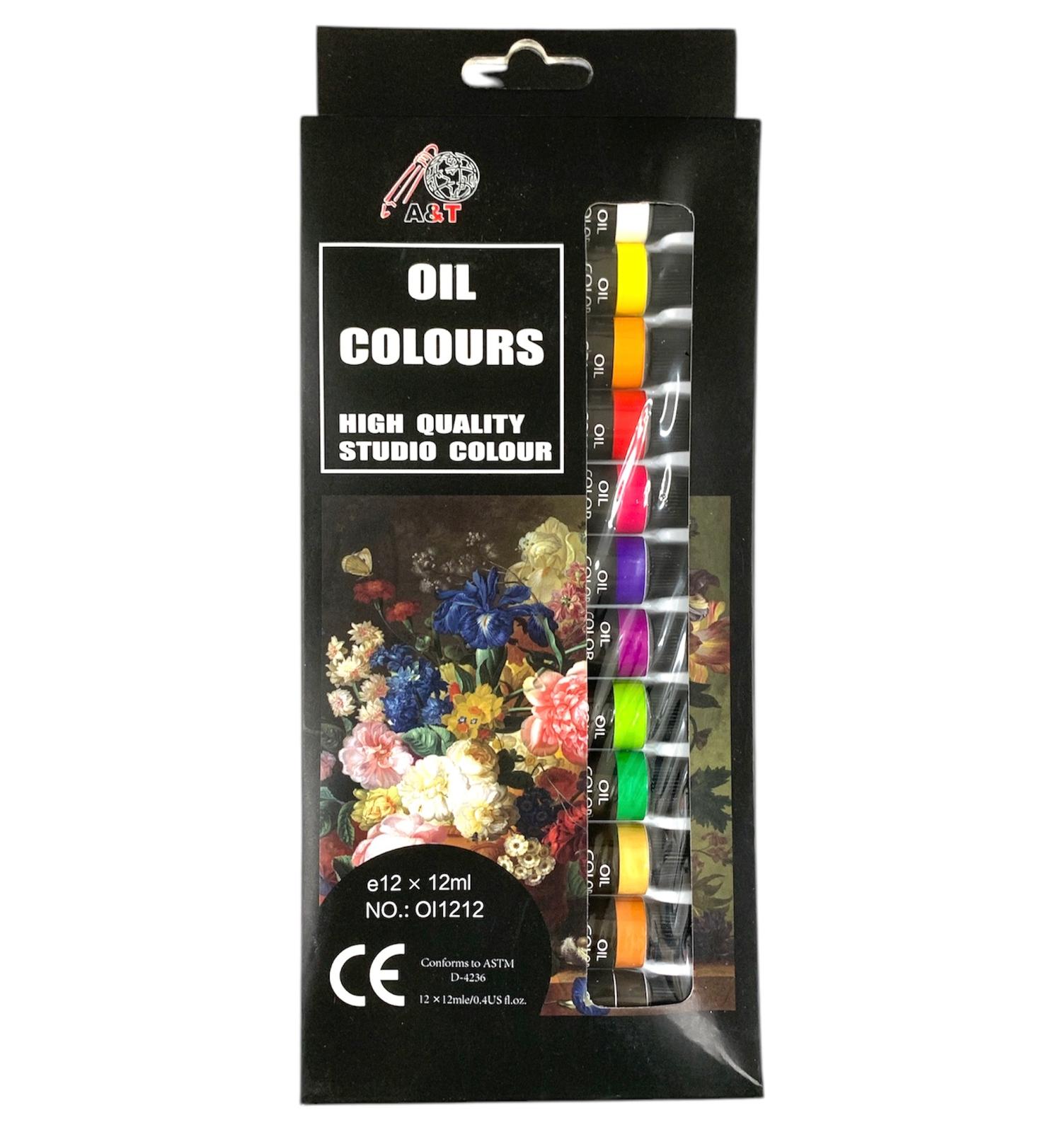 A&T Oil Color Paint || الوان رسم زيتي 12 لون 12 مل
