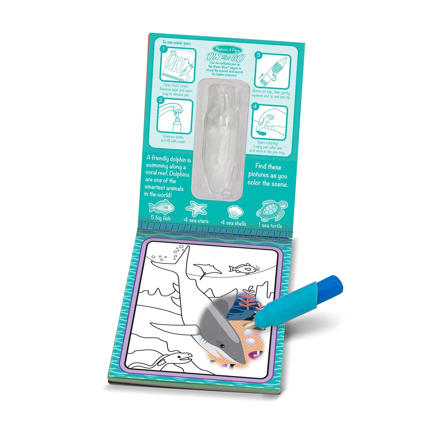 Melissa and Doug Water Reveal Pad Fairy Water Wow || ميليسا آند دوج  لوحة رسم بالقلم المائي الحياة البحرية