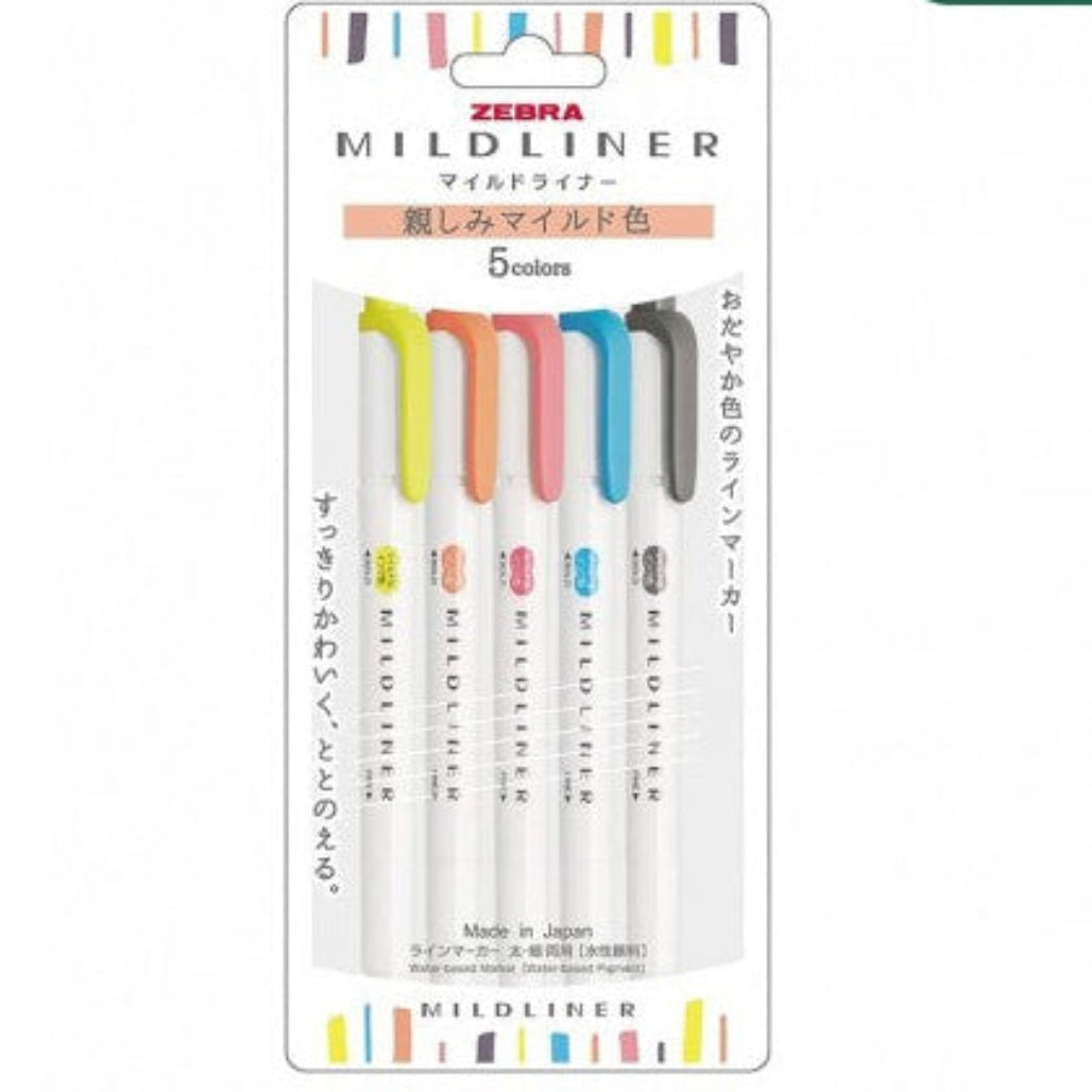 Zebra Midliner Highlighter Pen Set 5 Dark Colors || زيبرا  مجموعة أقلام تحديد فوسفوري ميلد لاينر 5 ألوان داكنة