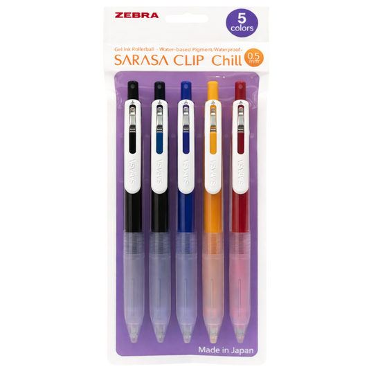 Zebra Sarasa Clip Chill 0.5 Tip 5 Pens Pack || لاكيت اقلام حبر زيبرا ساراسا كليب 0.5 عدد 5 قلم