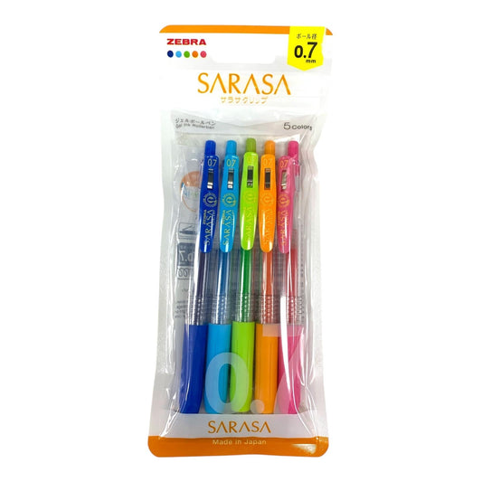 Zebra Sarasa Colored Pens Pack 5 Colors 0.7 Tip Size || مجموعة اقلام حبر زيبرا ساراسا ٥ الوان مقاس ٠.٧