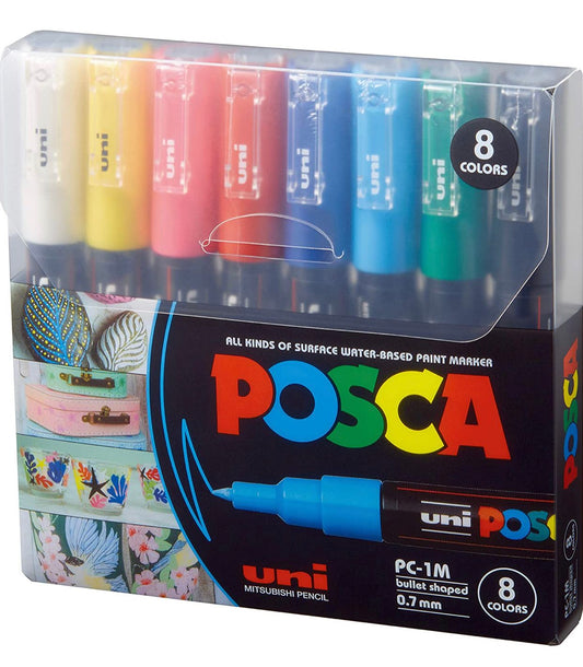 Posca Markers 8 Colors PC- 1M -0.7 || بوسكا 8 لون راس ضعيف