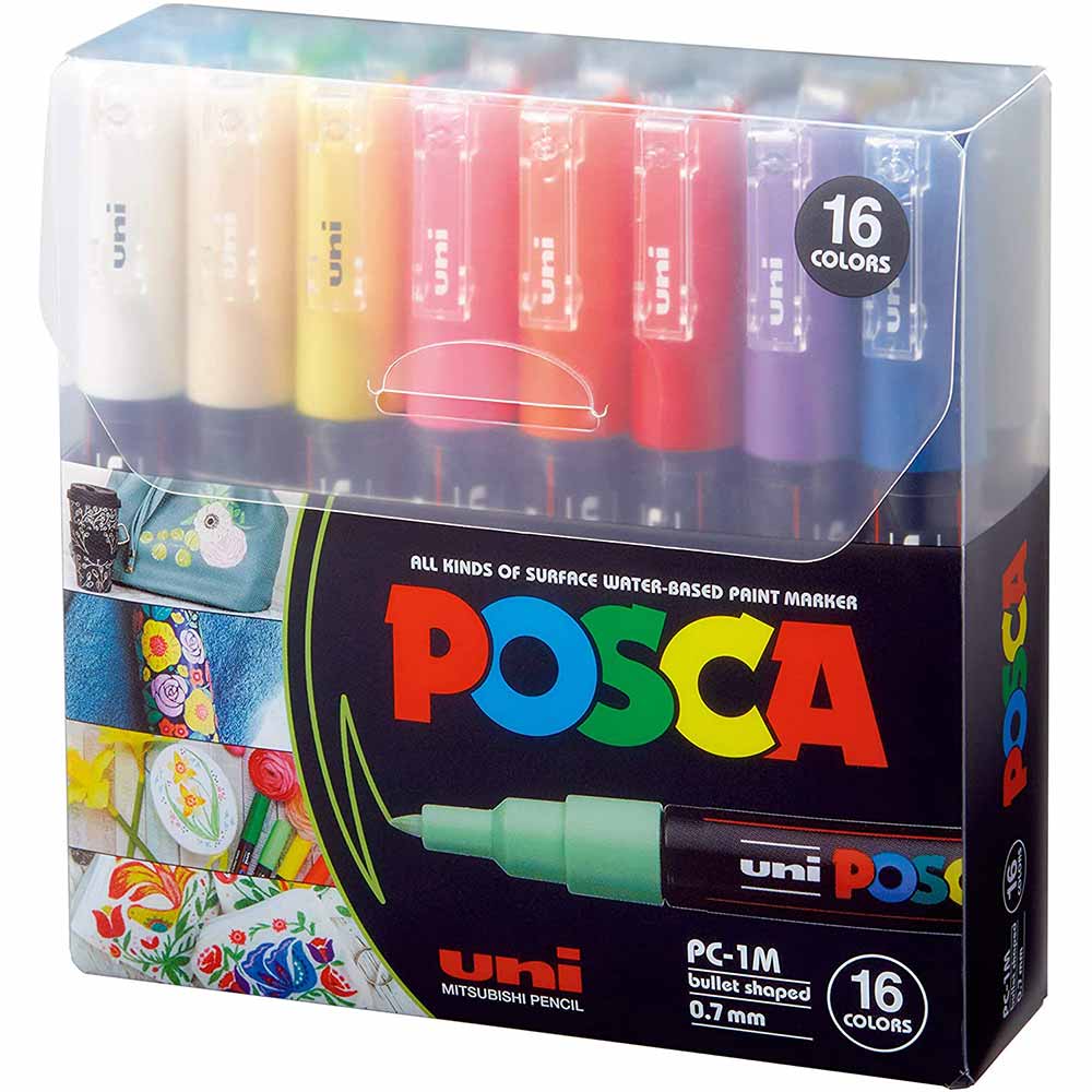 Posca Pc-1M Bullet Shaped 0.7 mm 16 Colors || الوان بوسكا ١٦ لون راس ضعيف