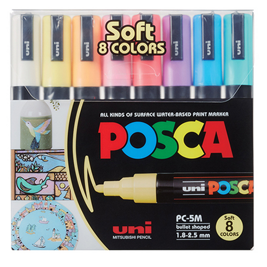 Posca Soft Colors PC-5M 8 Colors || الوان بوسكا سوفت كولور ٨ PC-5m لون