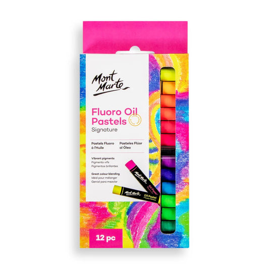 Mont Marte Fluoro Oil Pastels Signature 12pc || الوان باستيل زيتية فسفورية مونت مارت 12 لون شبه مضيئ