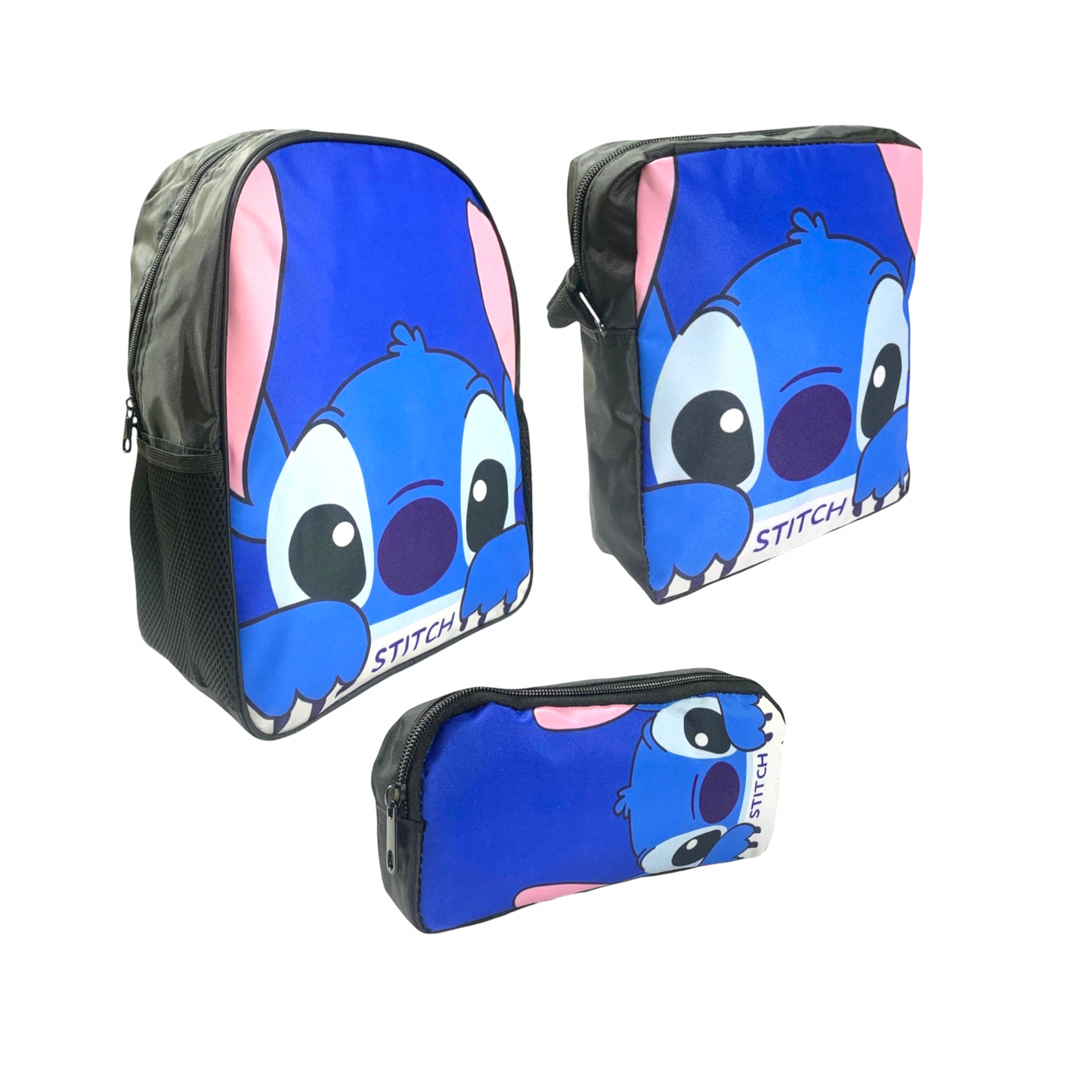 Stitch 3 Piece Back to School Set Backpack + Lunch Bag + Pencil Case || مجموعة العودة للمدرسة ستيتش ٣ قطع جنطة ظهر و جنطة اكل و مقلمة