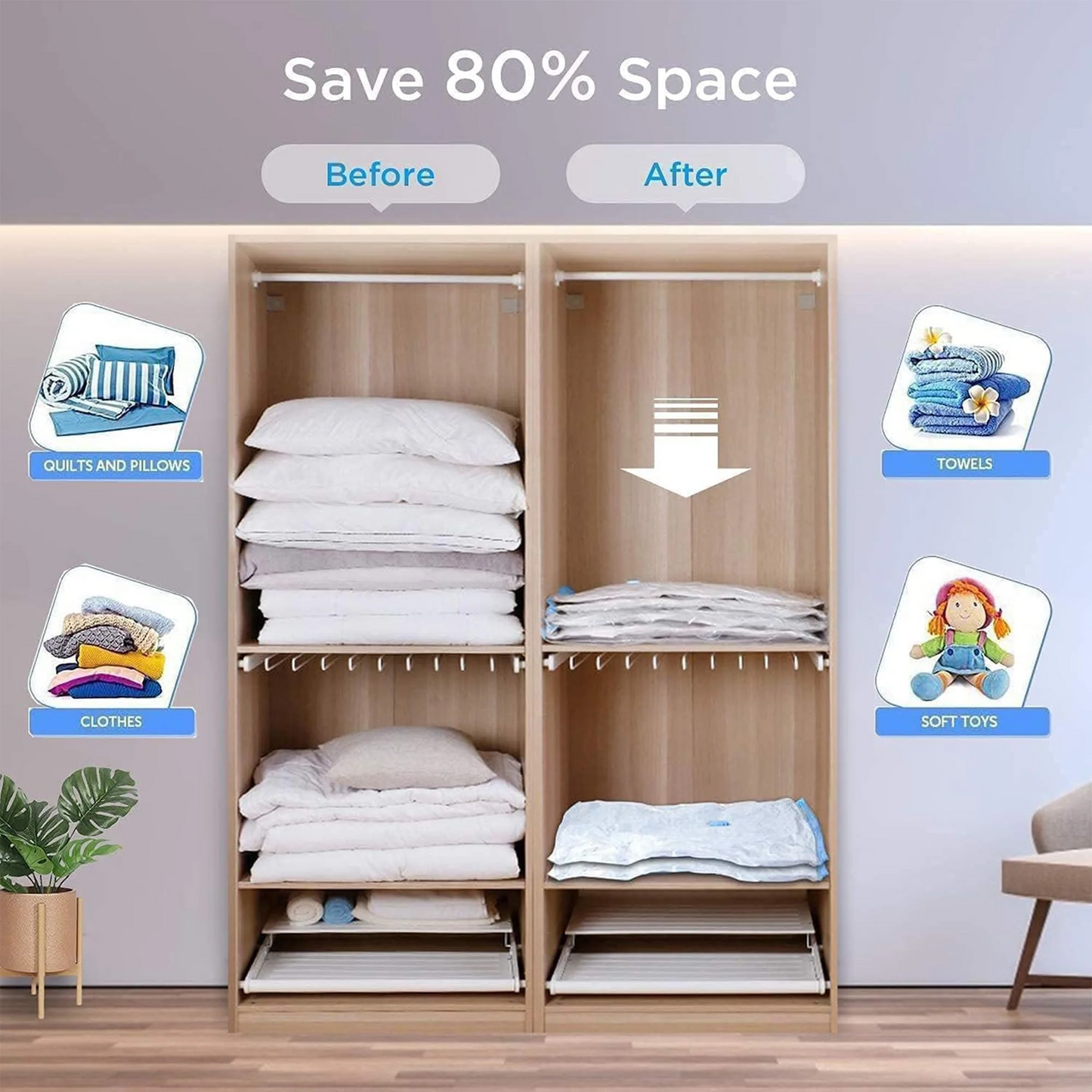 Vacuum Storage Bags 5 Pcs || اكياس تخزين بسحب الهواء عدد ٥ اكياس