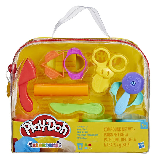 Play-Doh Starter Set, 9-Piece Kit with Storage Tote, Kids Arts & Crafts || مجموعة طين صلصال بلي دوه 4 لون مع 9 قواطع