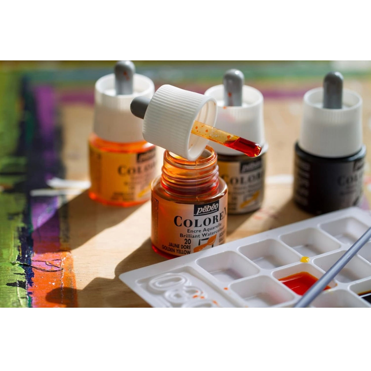 Pebeo Colorex Watercolor Ink 5 assorted 45 ml Bottles || الوان بيبيو كولوريكس ٥ لون مائي حجم ٤٥ مل