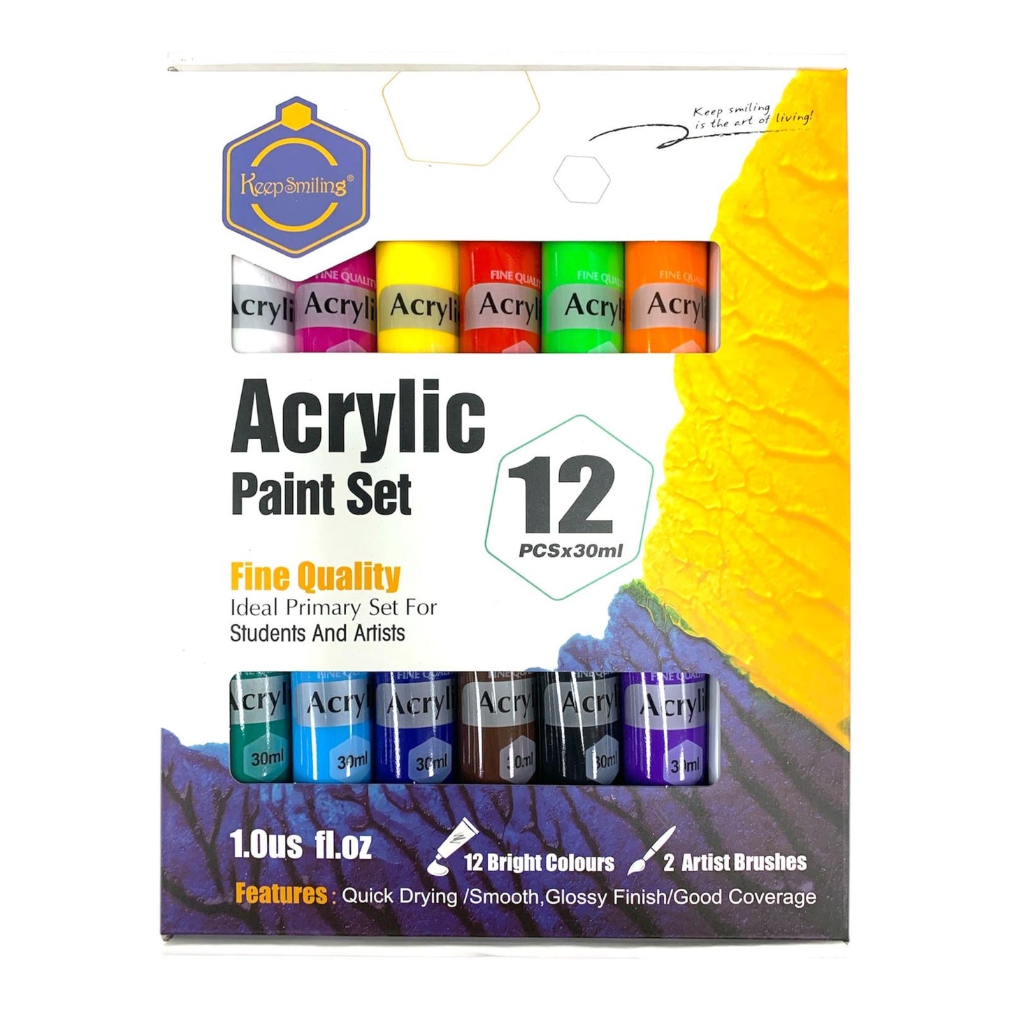 Acrylic Paint Set 12 Colors 30 ml || الوان اكريليك ١٢ لون حجم ٣٠ مل