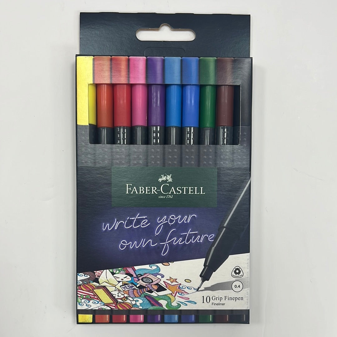 Faber Castell 10 Grip Fineliner Pens || اقلام فيبر كاستل ملونة ضعيفة 10 لون