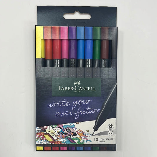 Faber Castell 10 Grip Fineliner Pens || اقلام فيبر كاستل ملونة ضعيفة 10 لون