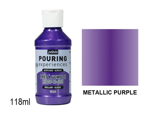 Pebeo Pouring Experience Acrylic Metallic Purple || الوان اكريليك سكب بيبيو بنفسجي ميتاليك