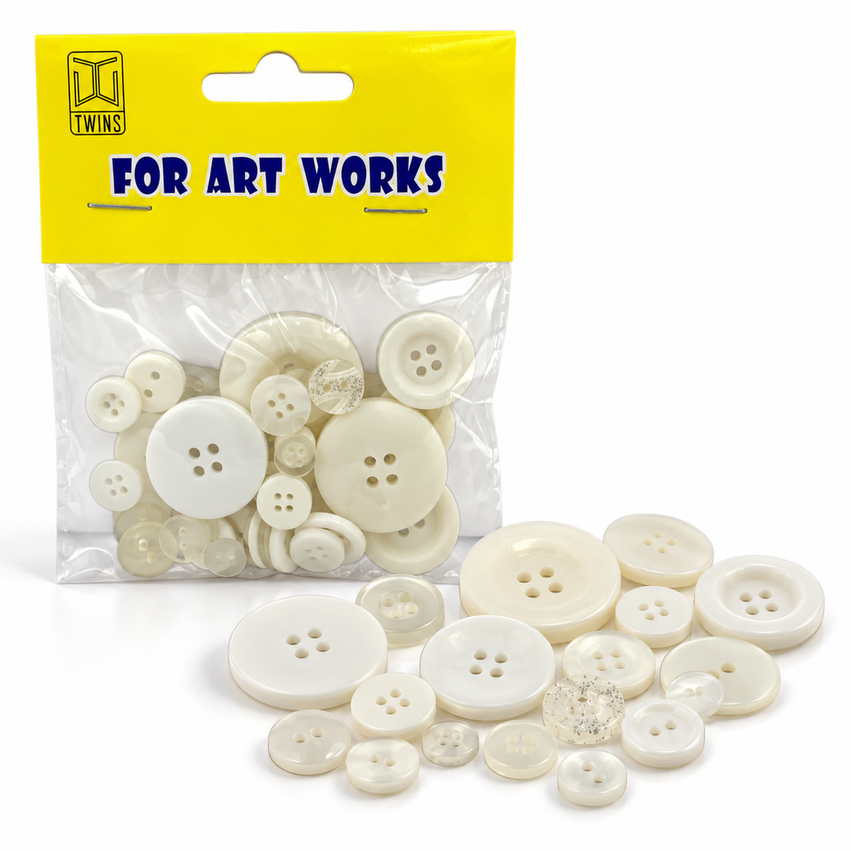 TWINS DIY Craft Buttons – White & Ivory || أزرار توينز للأشغال اليدوية – أبيض وعاجي