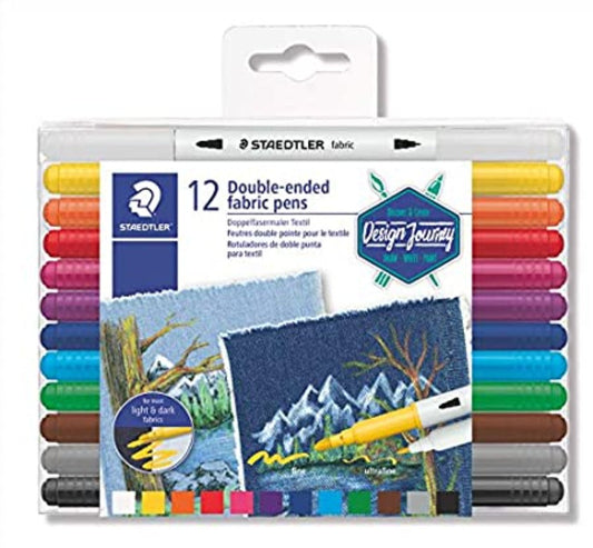 STAEDTLER 12 Double Ended Fabric Pens ||  قلم تلوين عدد 12 ماركة ستيدلر للرسم على الأقمشة