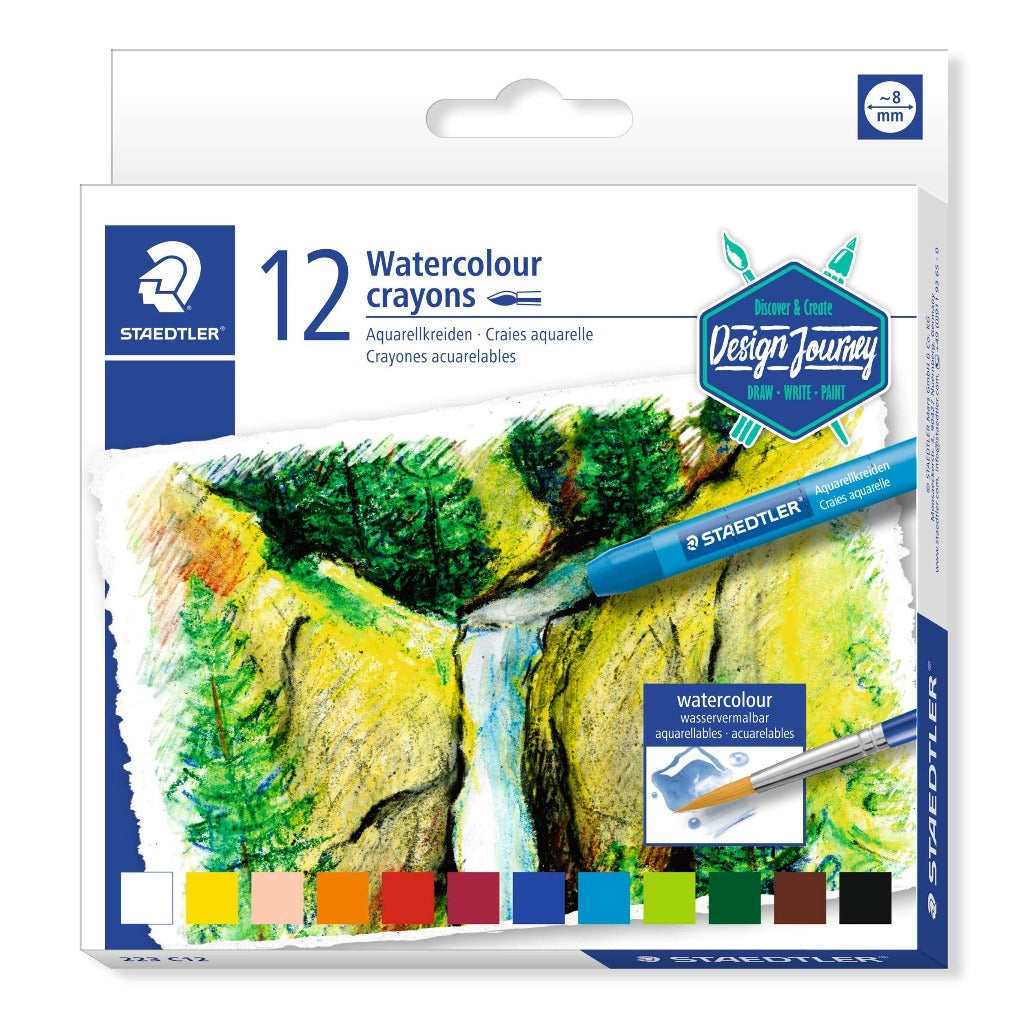 Staedtler 12 Watercolor Crayons || أقلام تلوين شمعية مائية عدد ١٢ ماركة ستيدلر