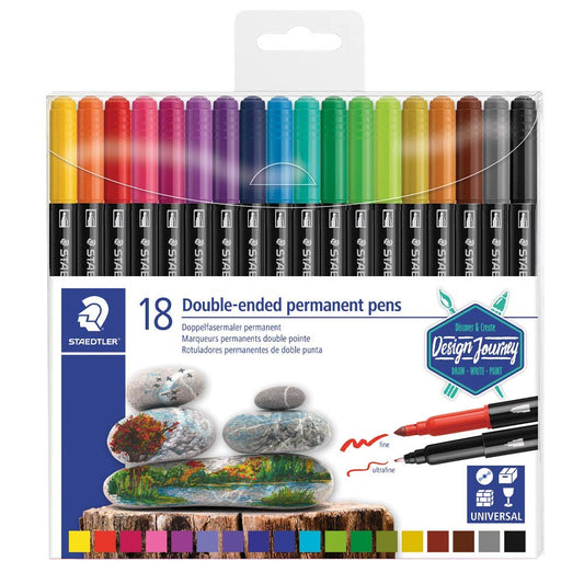 Staedtler 18 Double Ended Permanent Pens || الوان شينية ستدلر راسين ثابته 18 لون