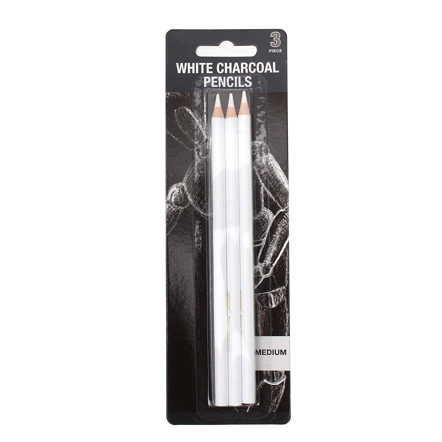 Keep Smiling White Charcoal Pencils Set of 3 || مجموعه اقلام فحم ابيض عدد 3 اقلام