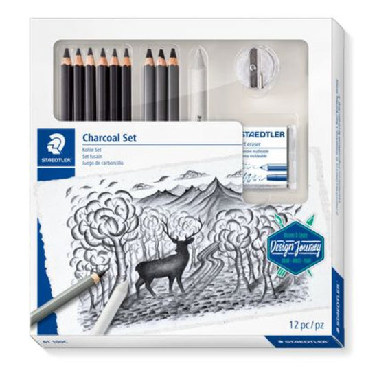 Staedtler Charcoal Set of 12 Pcs || مجموعة ستدلر اقلام فحم 12 قطعة