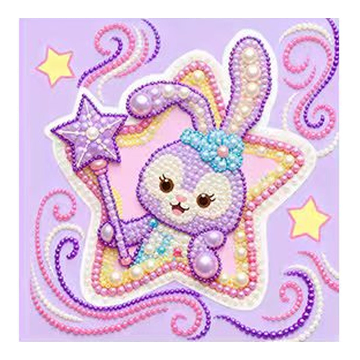 DIY Rhinestone Canvas Activity 25 x 25 cm - Star Bunny || نشاط تزيين كانفاس بالأحجار اللامعة 25 × 25 سم - أرنب النجمة - Completed design example
